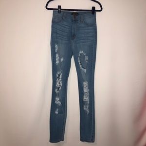 Fashion Nova Distressed High Waisted Jeans